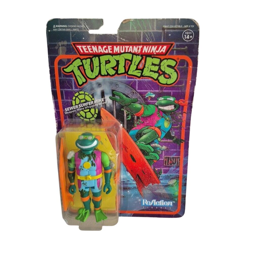 TMNT Sewer Surfer Mike Wave 3 Super 7 Michaelangelo Reaction Action Figure